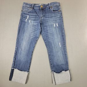 Kut From The Kloth Capri Jeans Size 12 Women's Denim Cotton Blue Rolled Cuff